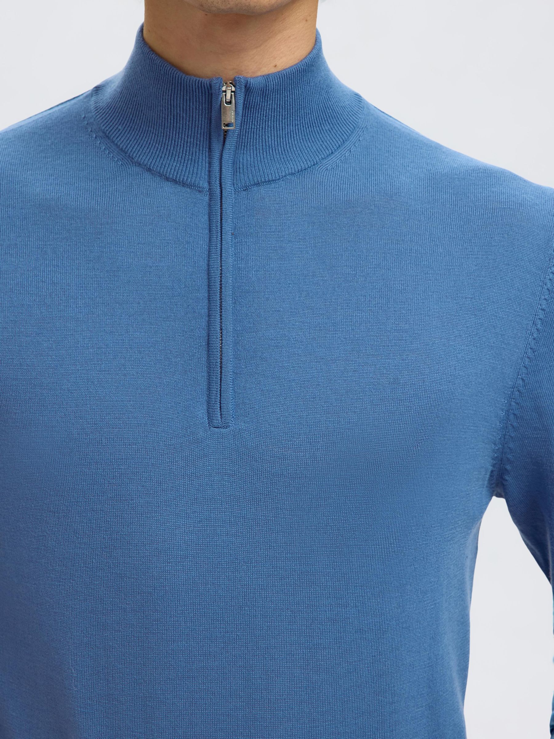 100% MERINO WOOL HALF-ZIP JUMPER, True Navy, highres