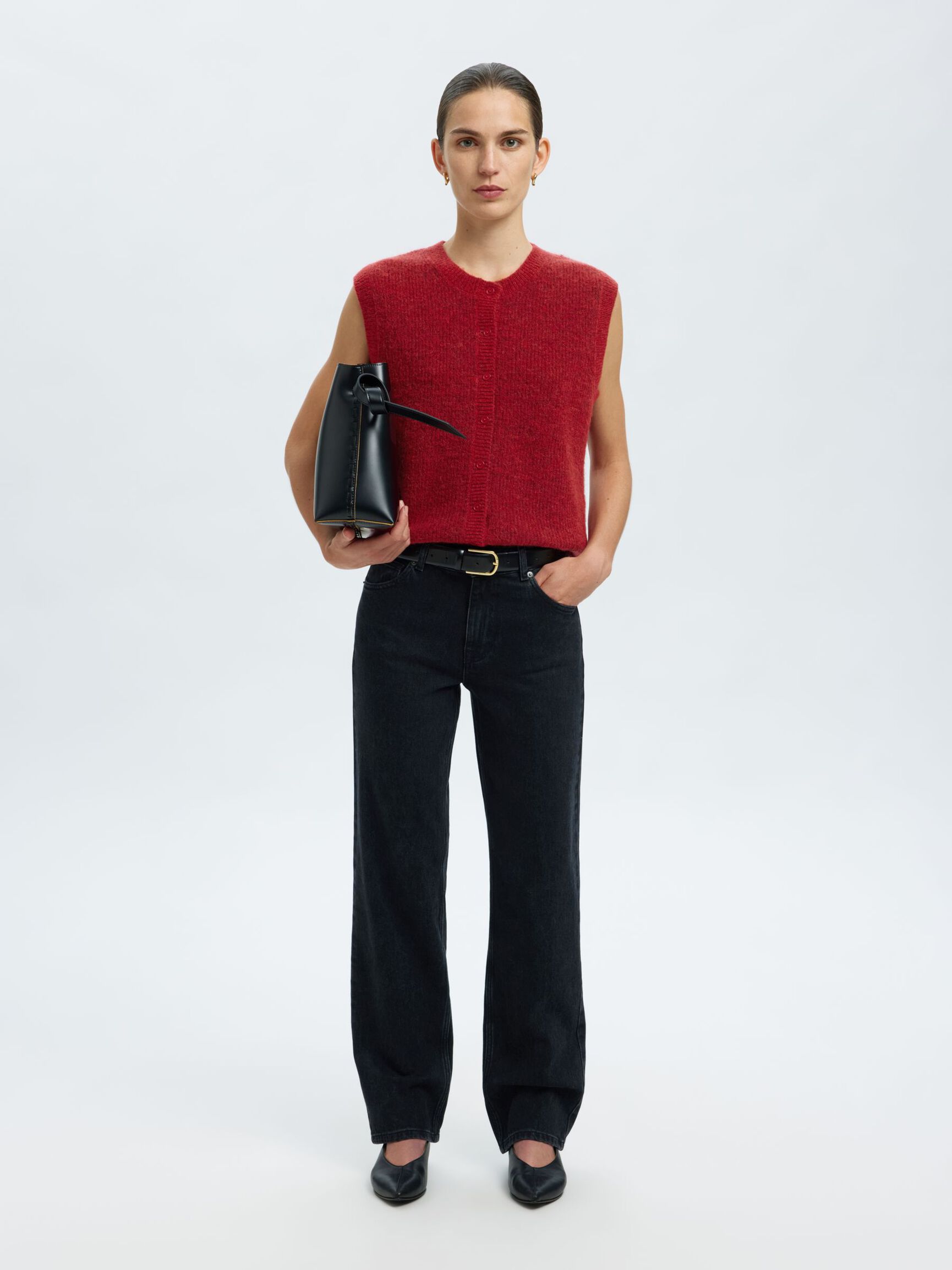 ULLBLANDNING STICKAD VÄST, Equestrian Red, highres