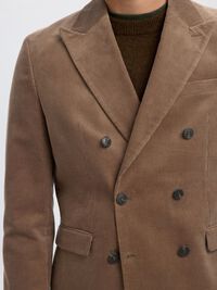 REGULAR FIT CORDUROY  DOUBLE-BREASTED BLAZER, Brownie, highres