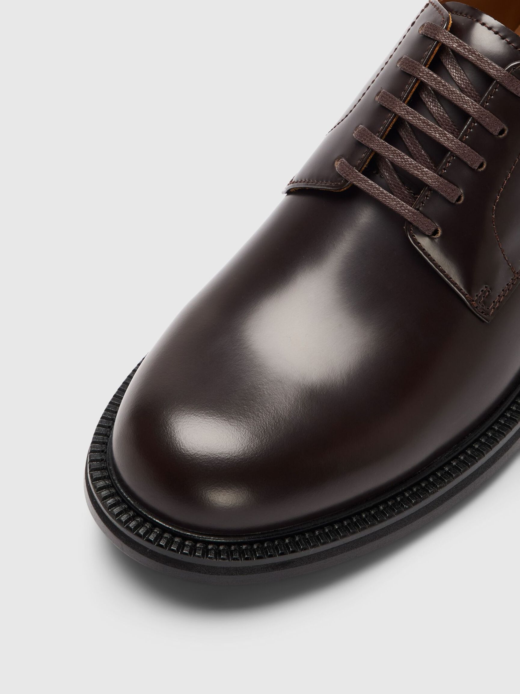 LEATHER DERBY SHOES, Demitasse, highres