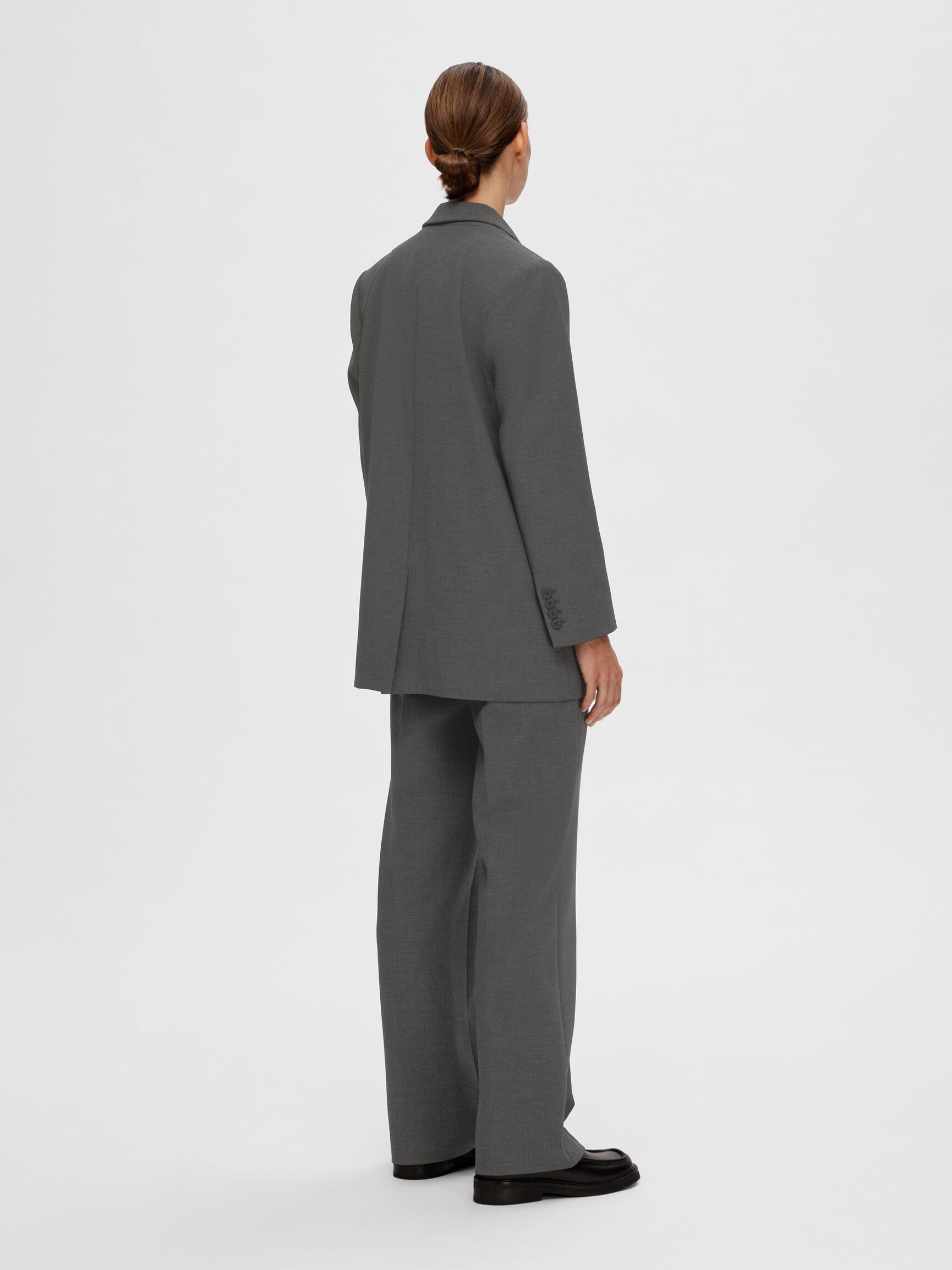 VISCOSE BLEND RELAXED BLAZER, Dark Grey Melange, highres