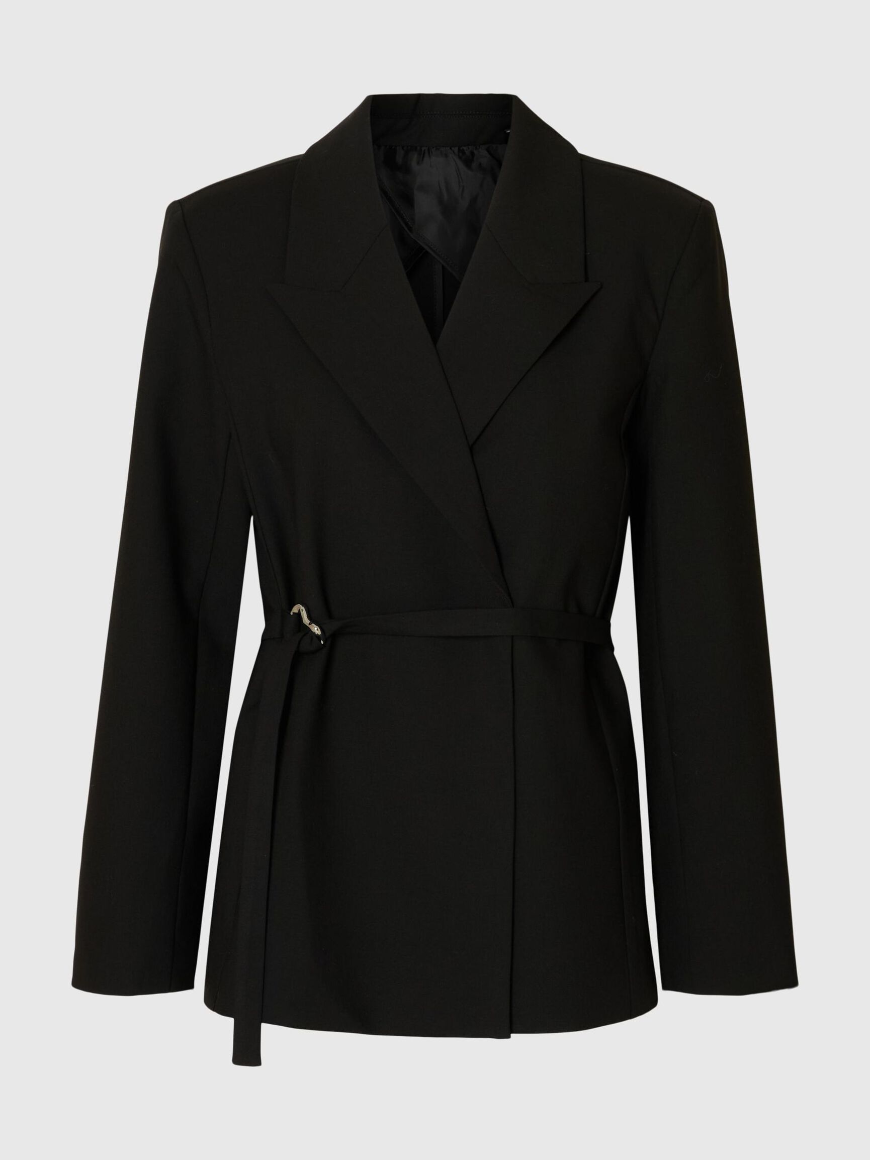 BELTED OVERSIZED BLAZER, Black, highres