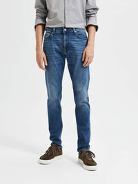 MEDIUM WASH SLIM FIT JEANS, Medium Blue Denim, highres