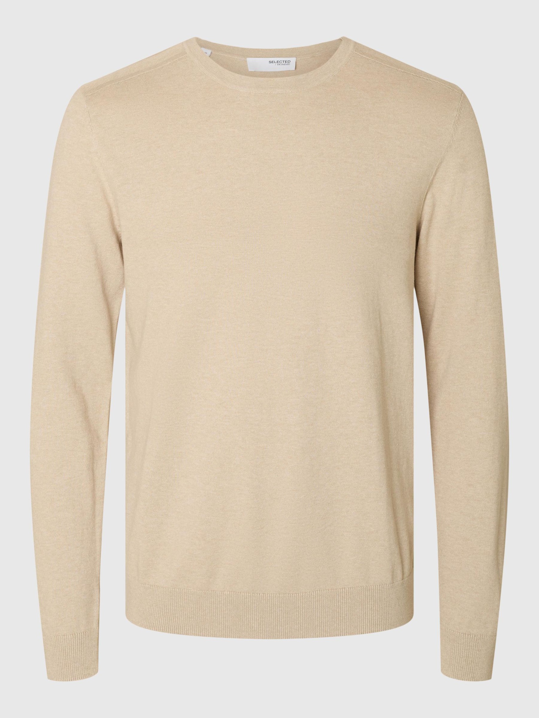 LANGARM PULLOVER MIT RUNDHALSAUSSCHNITT, Oatmeal, highres