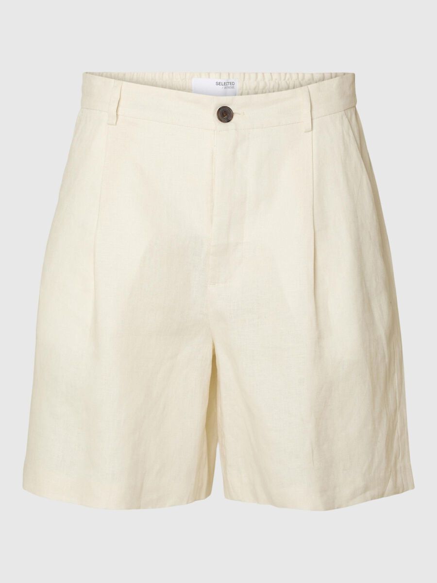 Selected 100% LEINEN BERMUDASHORTS, Egret, highres - 16098996_Egret_001.jpg