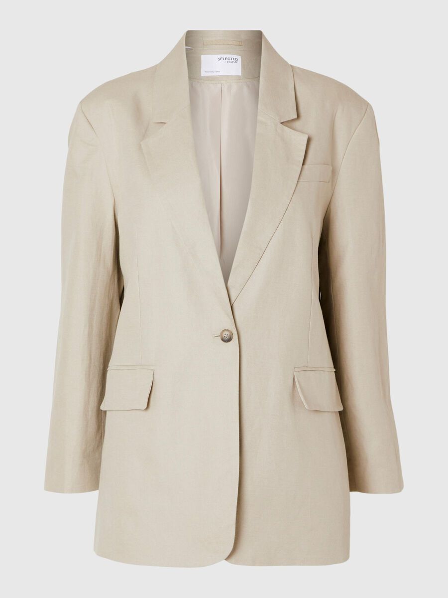 Selected SLIM FIT LEINENMIX BLAZER, Humus, highres - 16093139_Humus_001.jpg