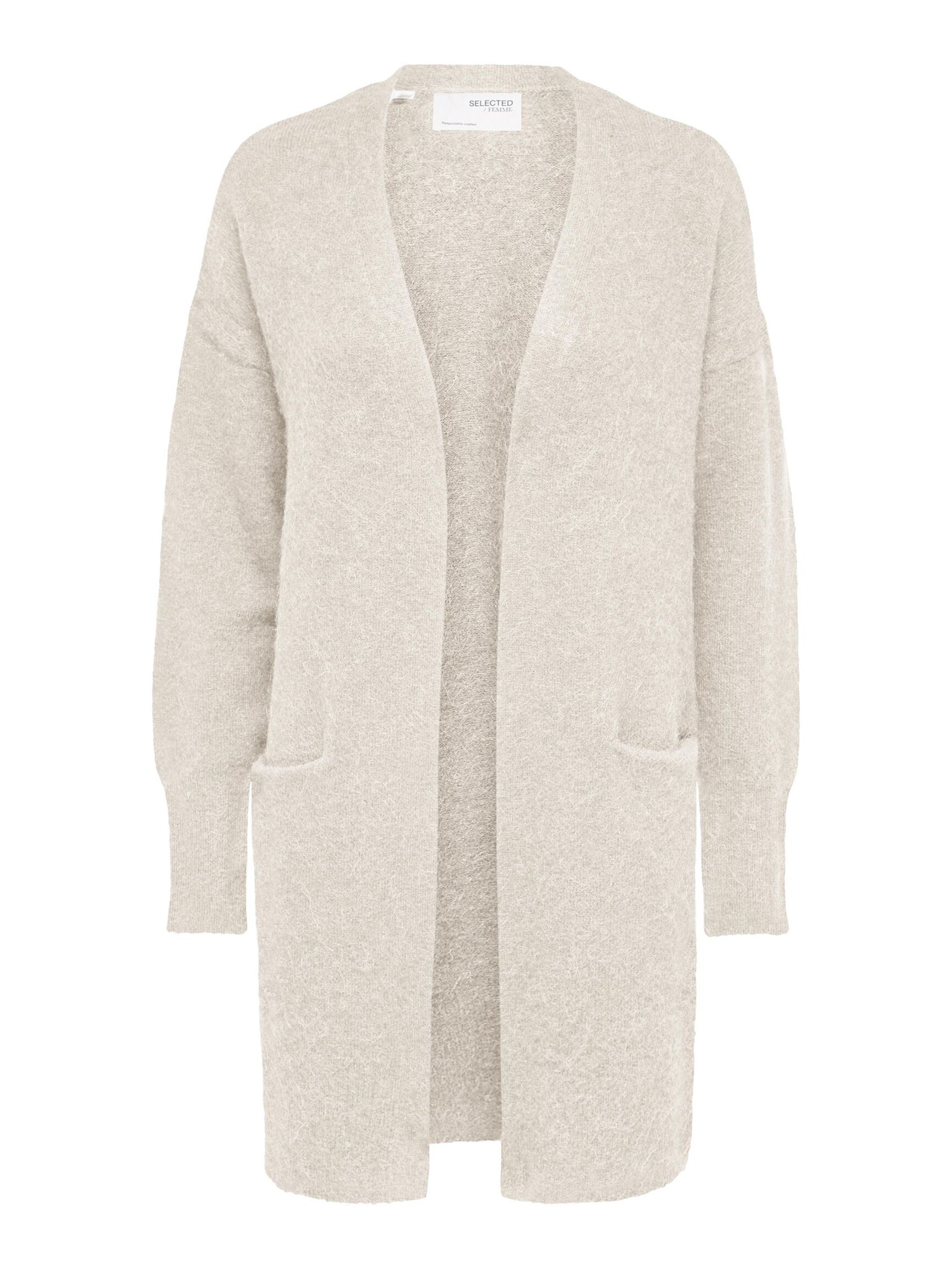 LONG KNITTED CARDIGAN, Birch, highres