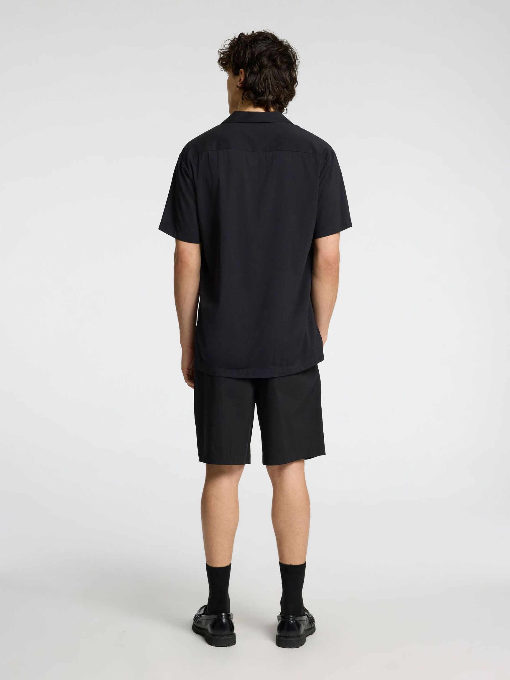 CUBAN COLLAR SHIRT, Black, highres