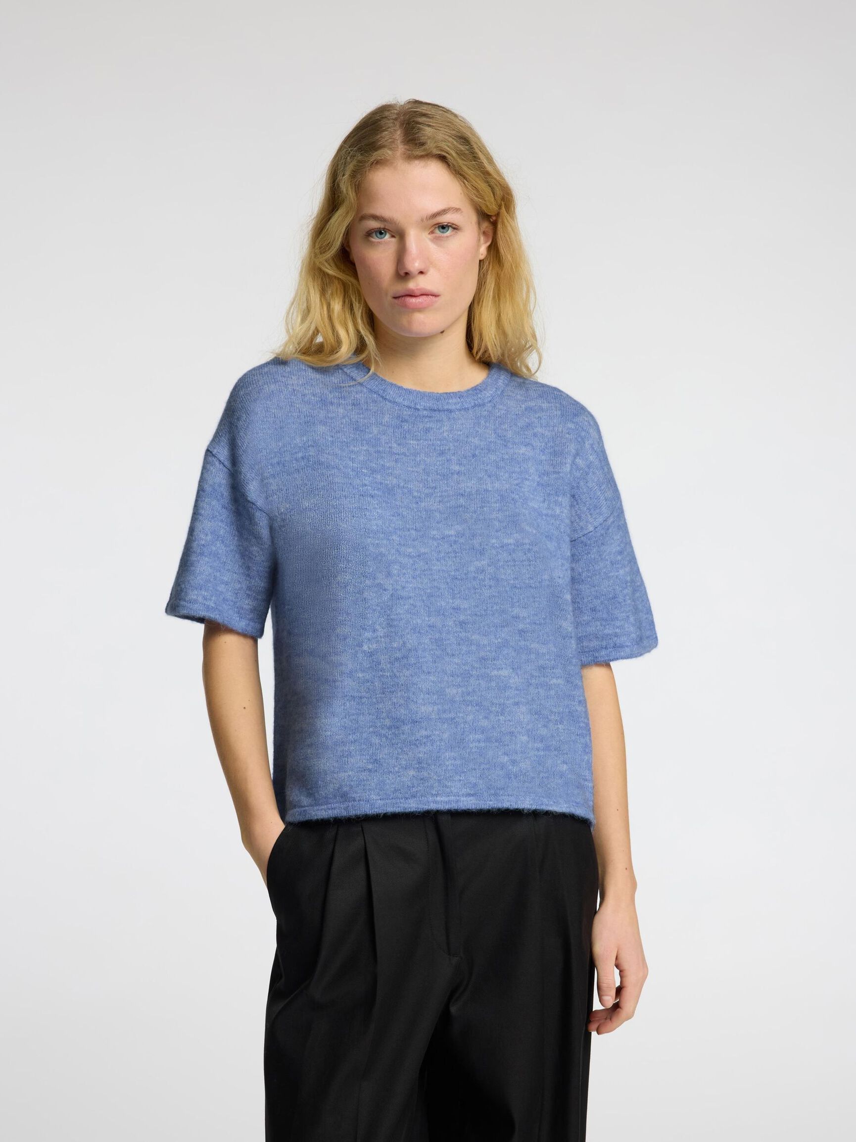 KURZARM WOLLGEMISCH OBERTEIL, Cornflower Blue, highres