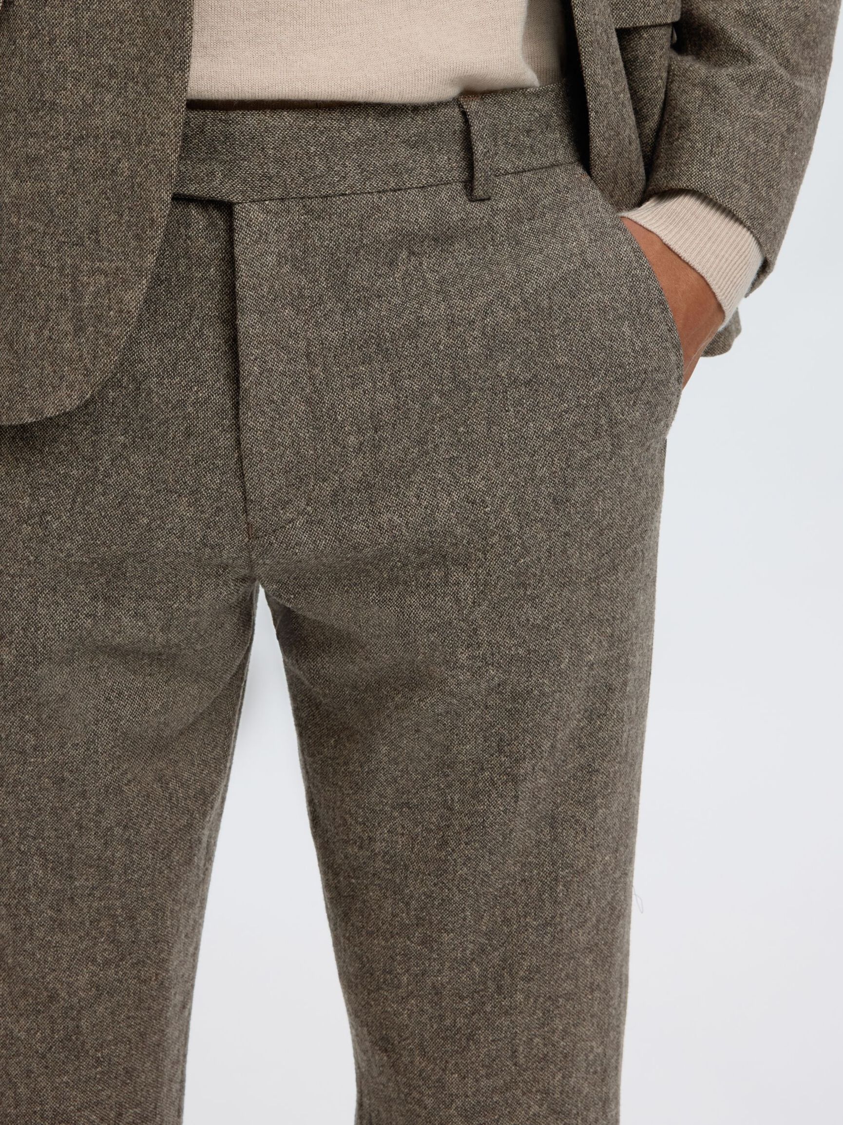 CHECKED WOOL BLEND TROUSERS, Brownie, highres