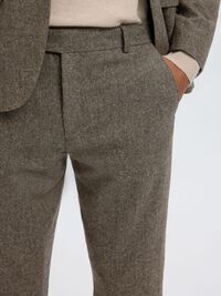 CHECKED WOOL BLEND TROUSERS, Brownie, highres