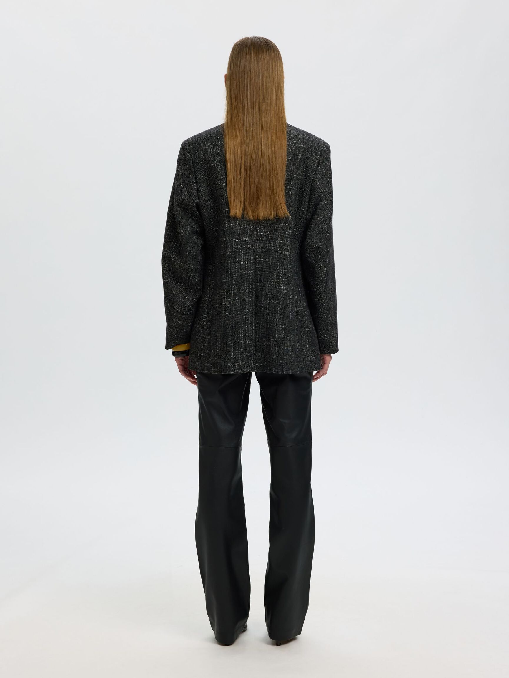WOOL BLEND BLAZER, Dark Grey, highres