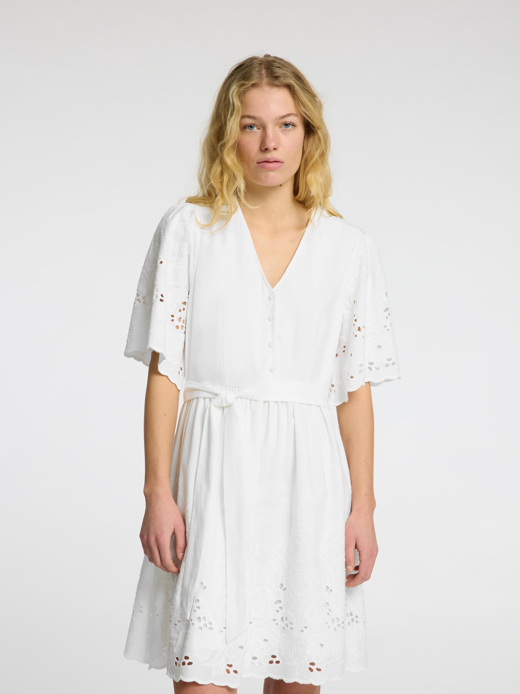 EMBROIDERED MINI DRESS, Bright White, highres