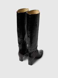 LEATHER HEELED BOOTS, Fig, highres