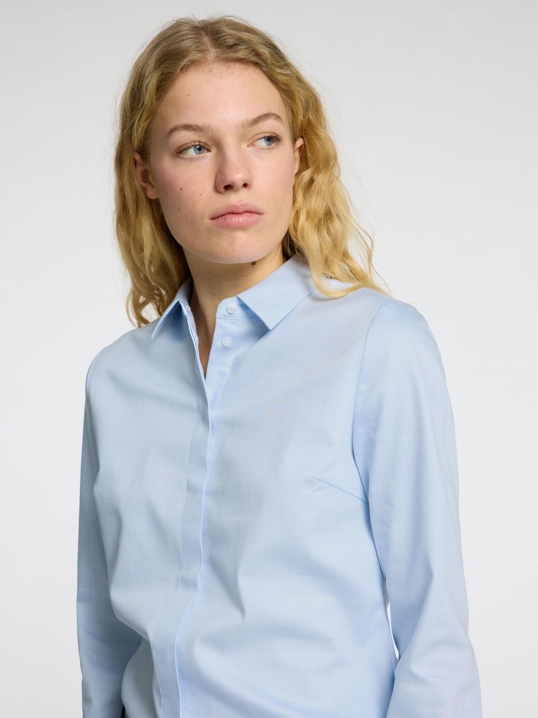 CAMICIA A MANICHE LUNGHE, Light Blue, highres