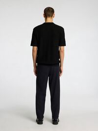 GEBREIDE OVERHEMD MET KORTE MOUWEN, Black, highres