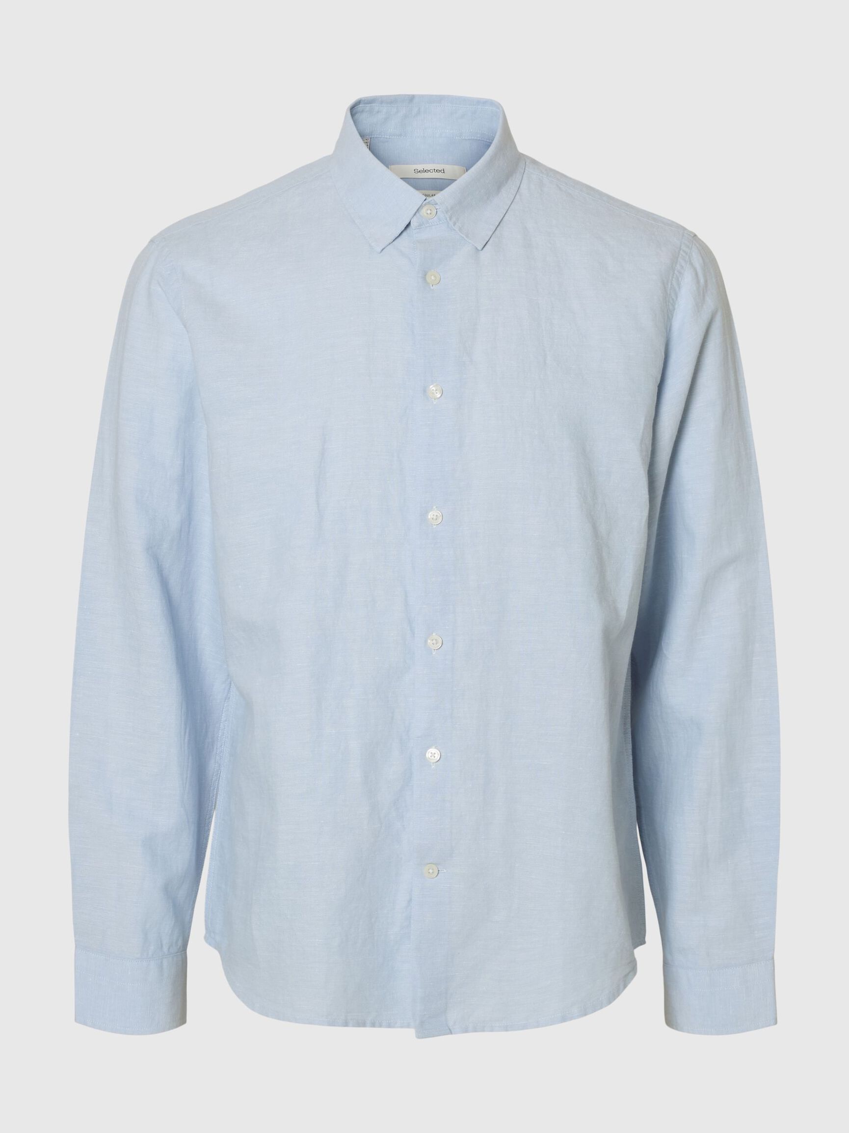 REGULAR FIT LINEN-BLEND SHIRT, Dusty Blue, highres