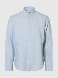 REGULAR FIT LINEN-BLEND SHIRT, Dusty Blue, highres