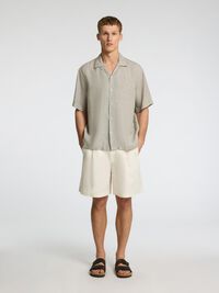 100% LINNEN OVERHEMD MET KORTE MOUWEN, Vetiver, highres