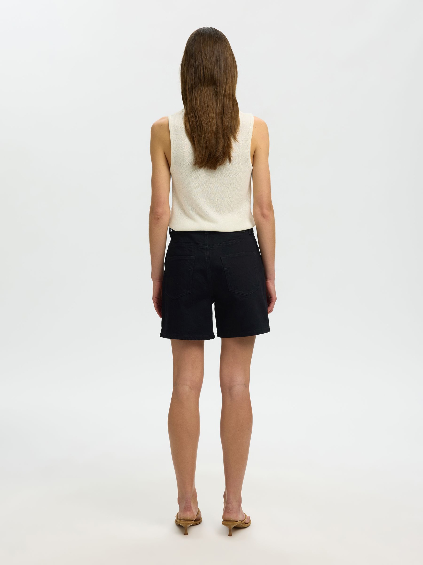 HØJTALJET DENIMSHORTS, Black Denim, highres