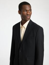 REGULAR FIT ULDBLANDING BLAZER, Black, highres