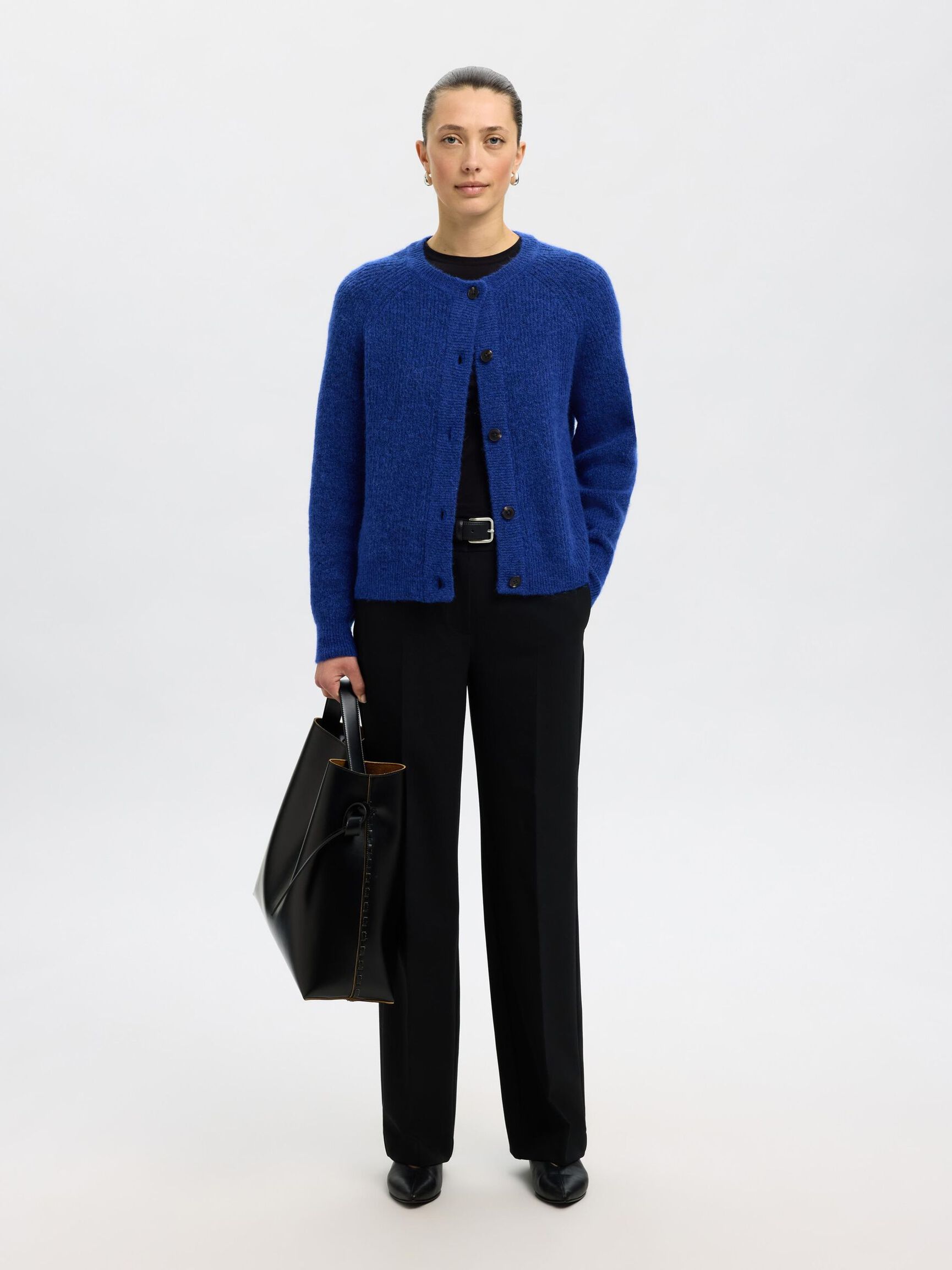 LONG-SLEEVED CARDIGAN, Dazzling Blue, highres