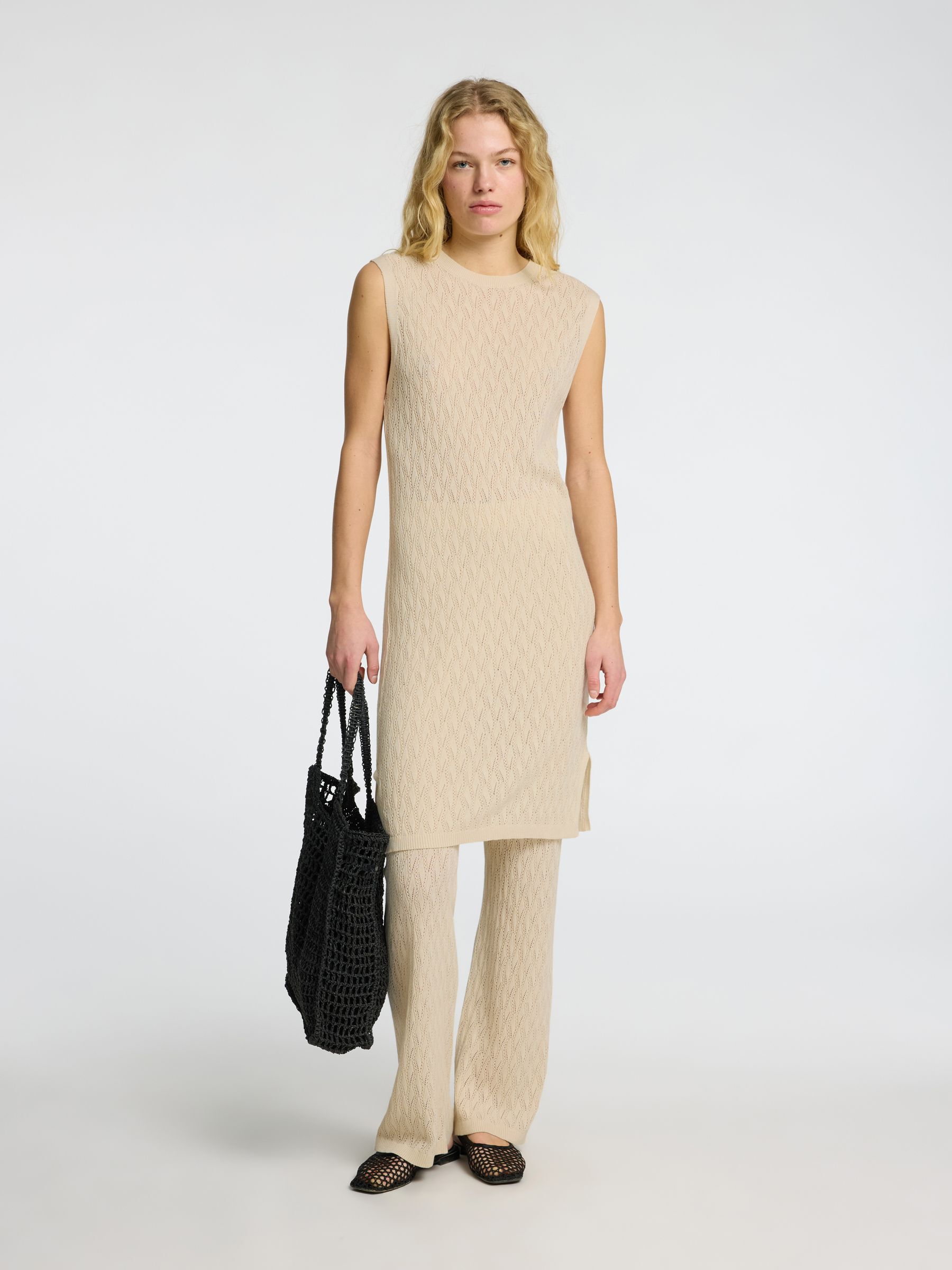 PRENDA DE PUNTO VESTIDO MIDI, Birch, highres