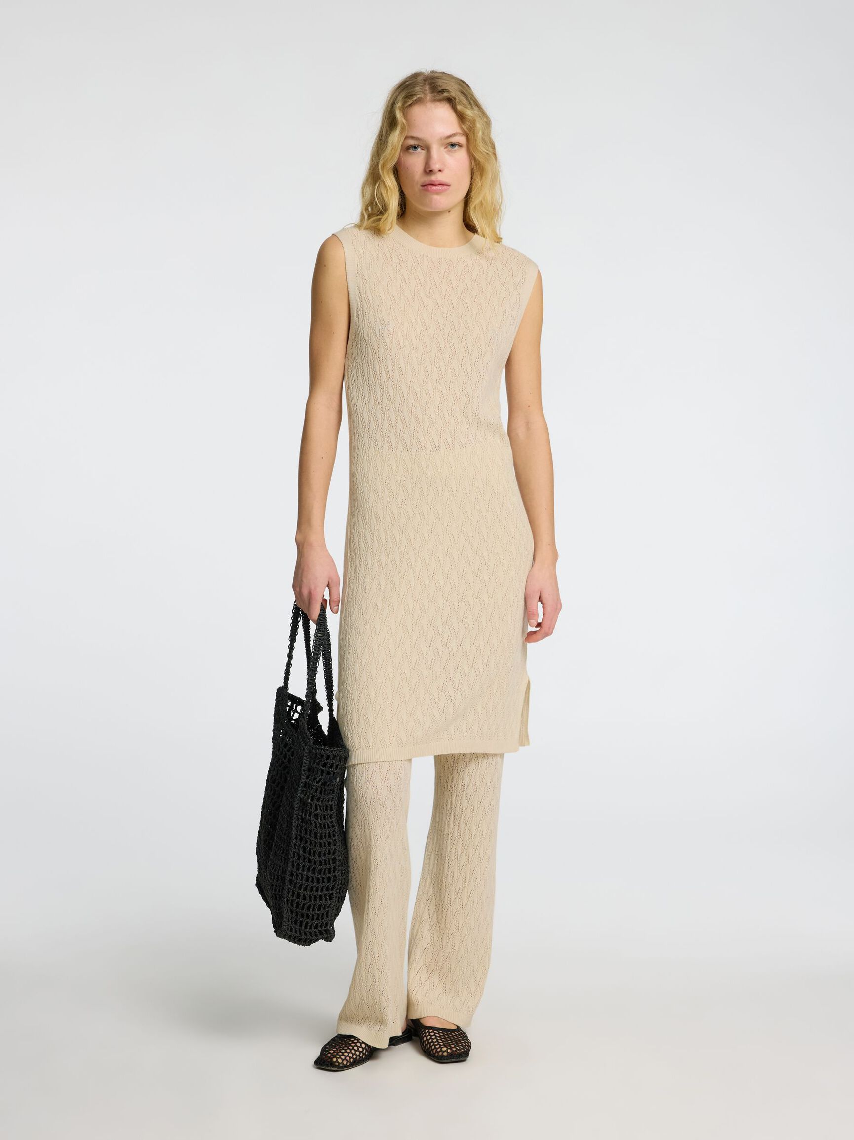 PRENDA DE PUNTO VESTIDO MIDI, Birch, highres