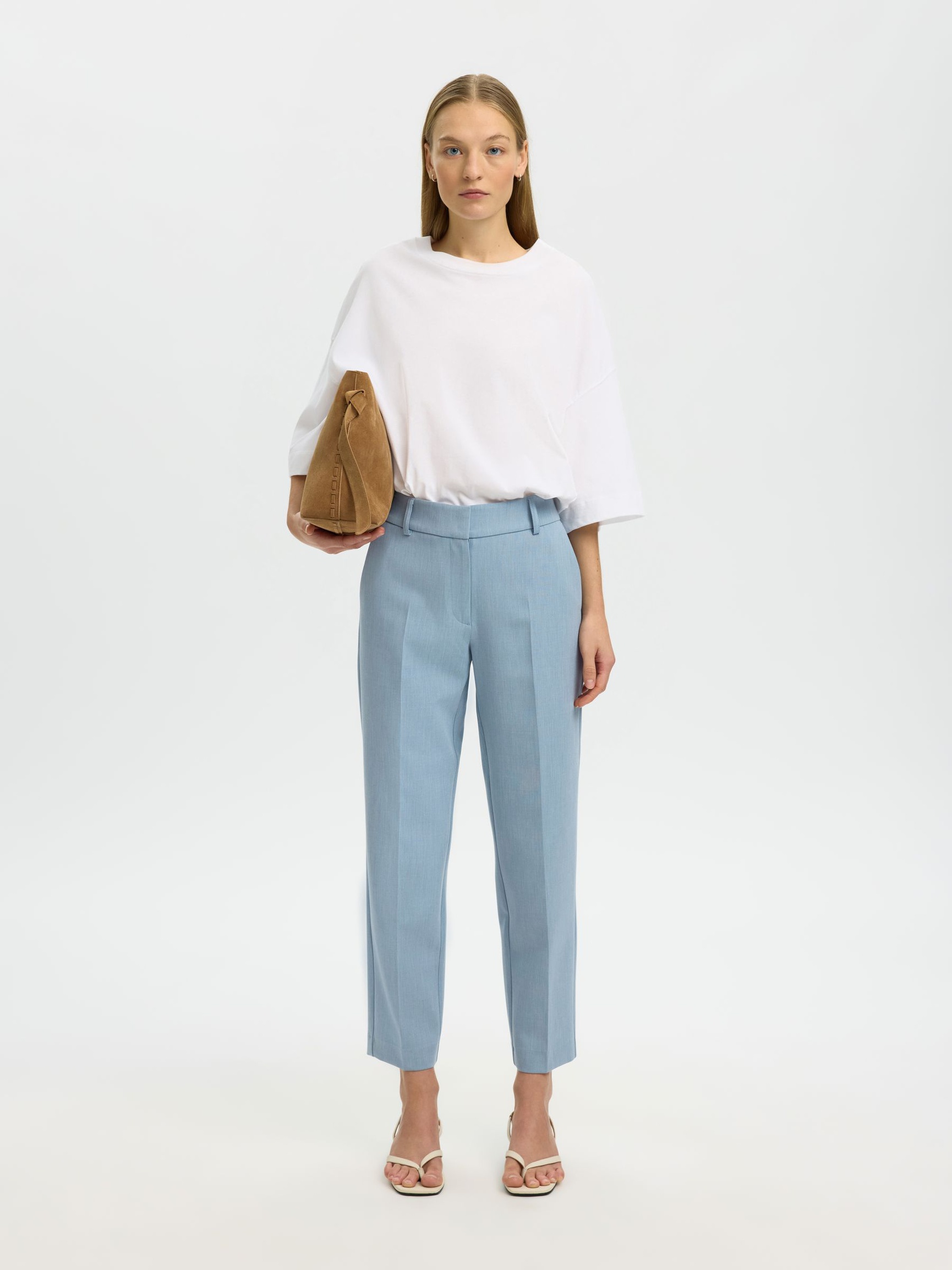 CROPPED TROUSERS, Dusty Blue, highres
