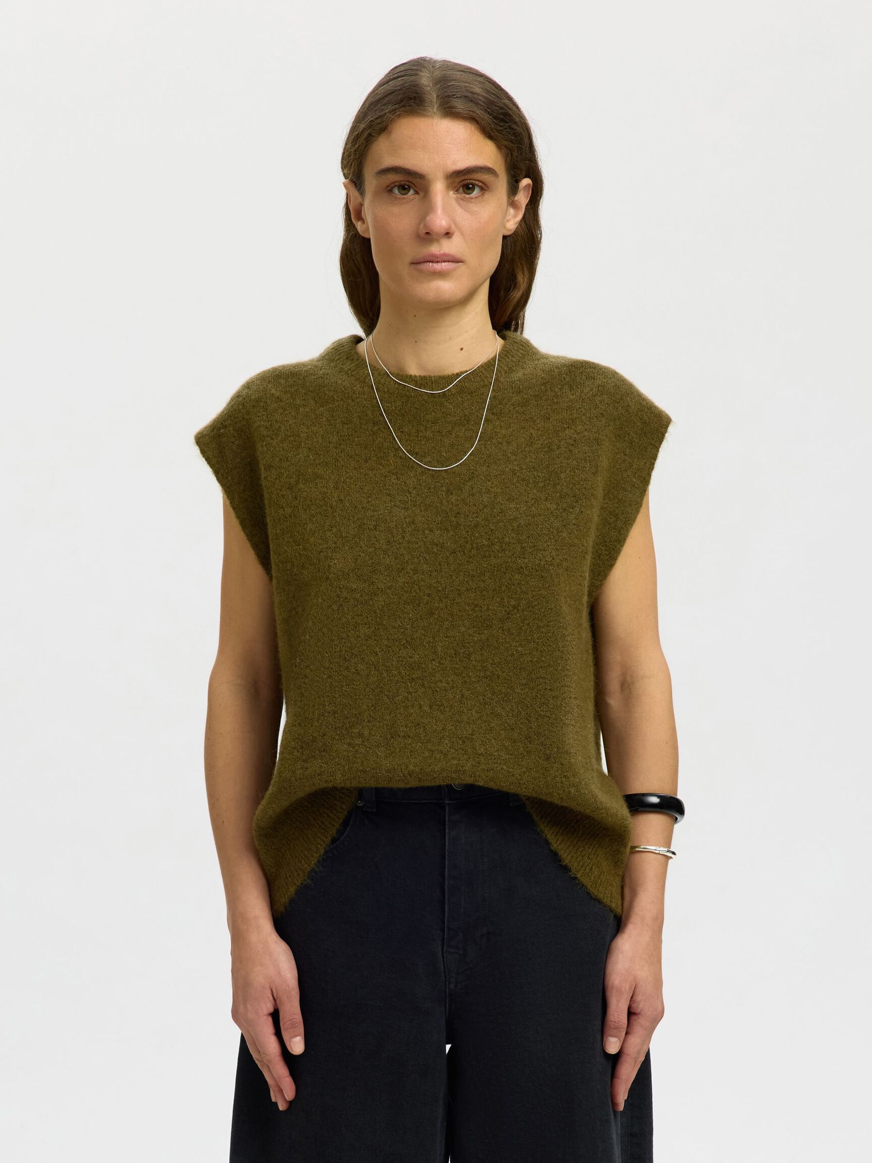 WOLMIX GEBREID GILET, Fir Green, highres