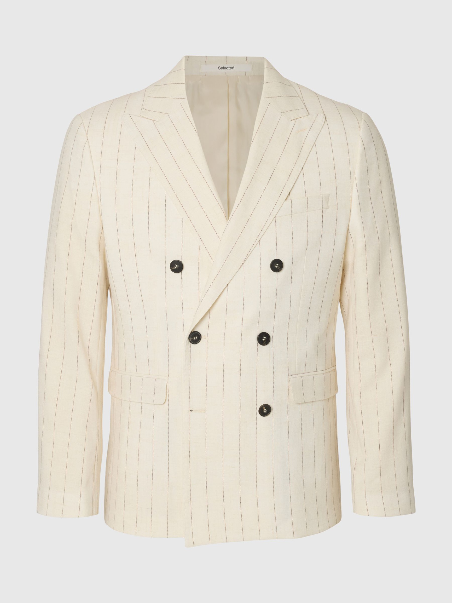 REGULAR FIT NADELSTREIFEN BLAZER, Egret, highres