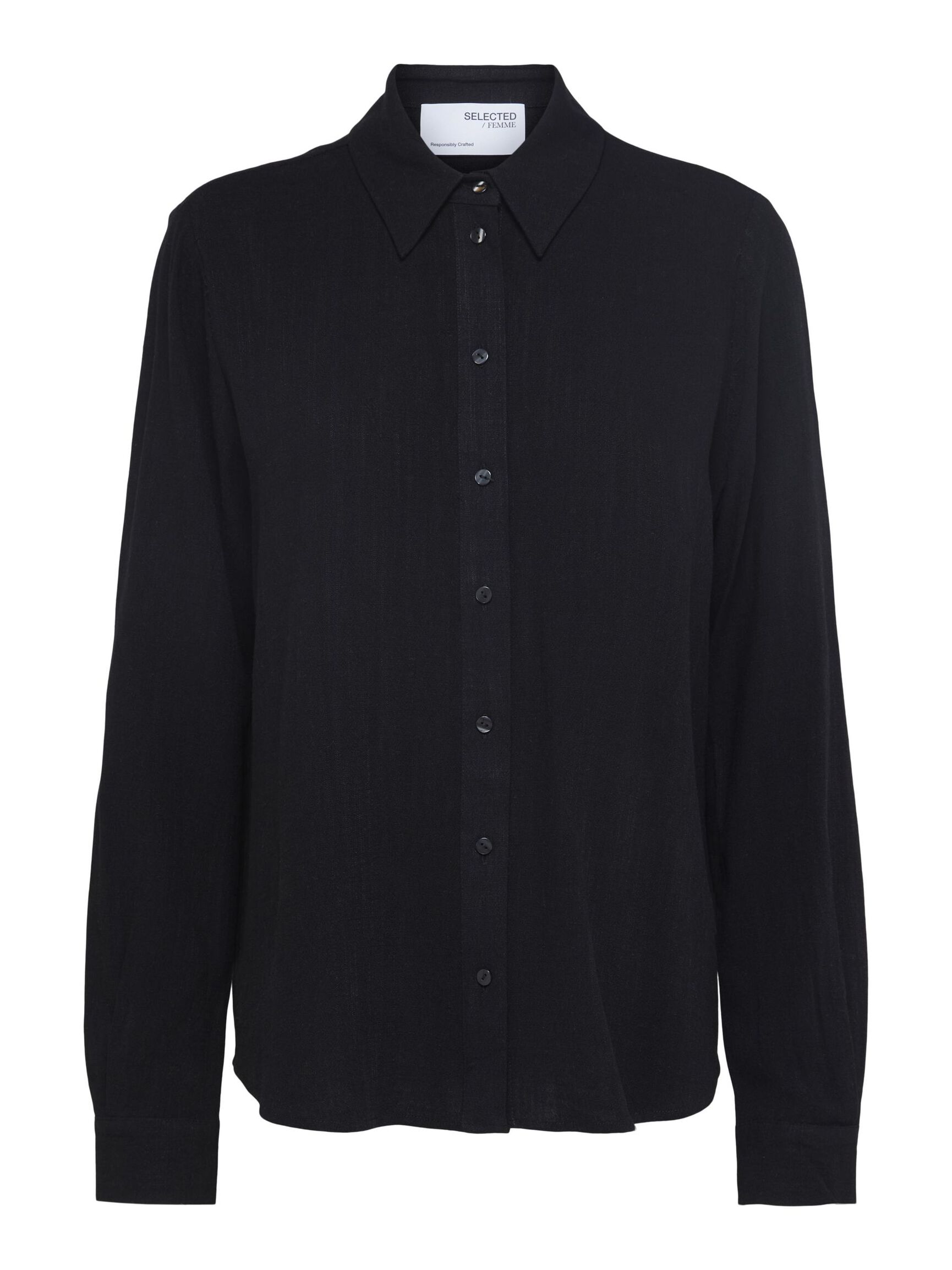 VISKOSEBLANDING SKJORTE, Black, highres