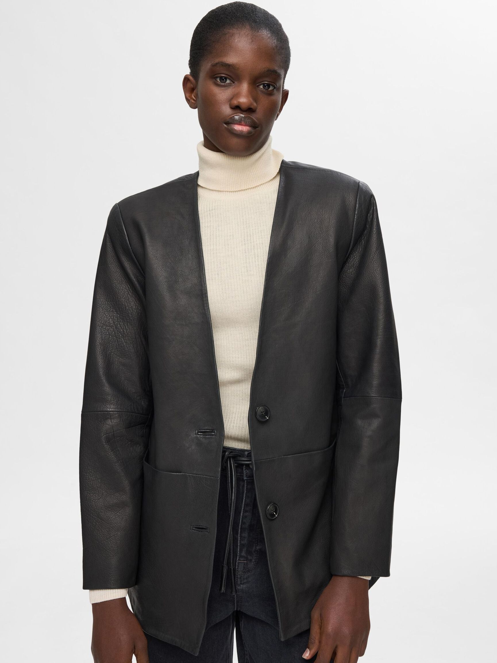 RIBBED WOOL BLEND TURTLENECK, Birch, highres