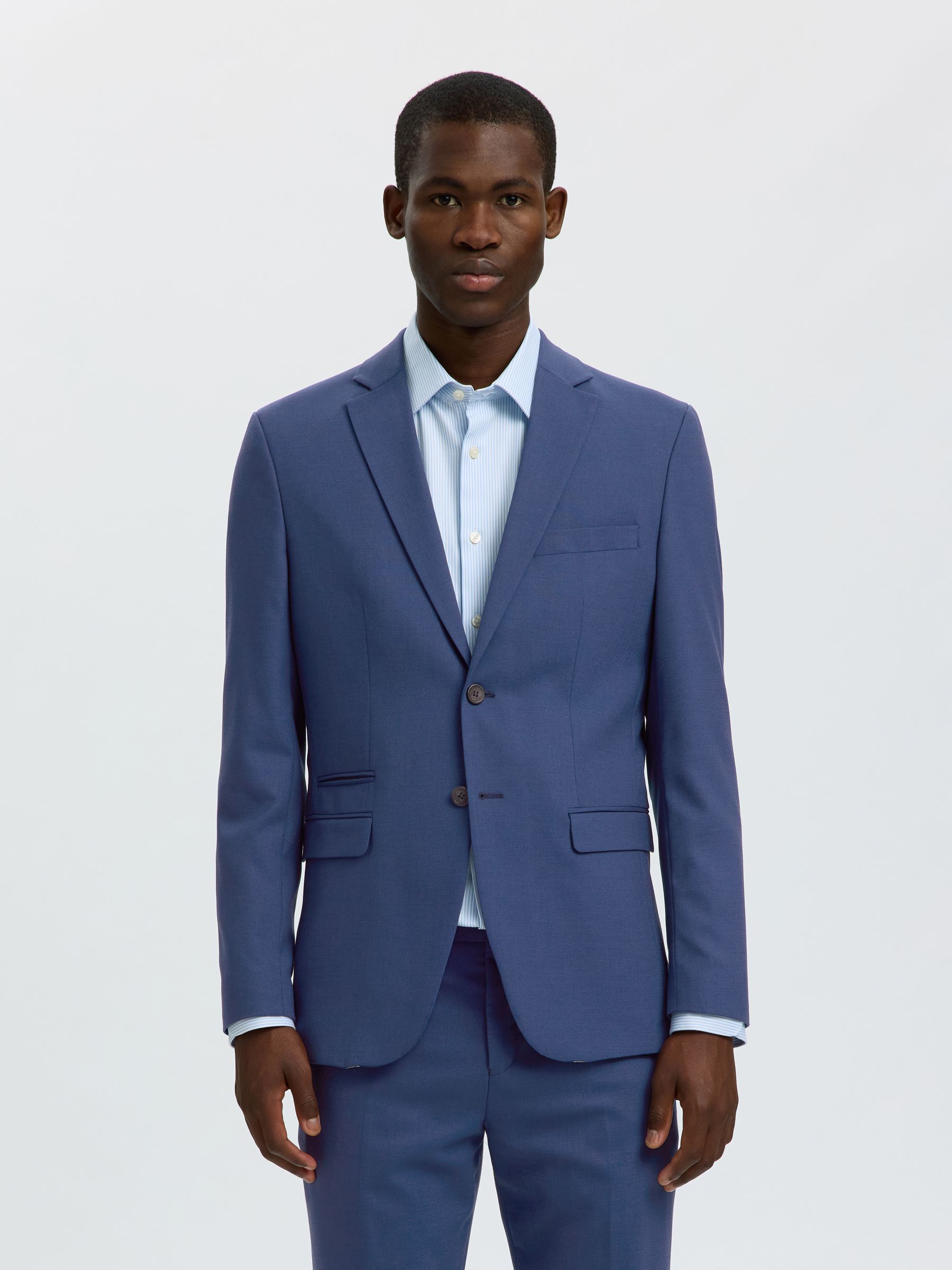 WOVEN WOOL BLEND BLAZER, Blue Depths, highres