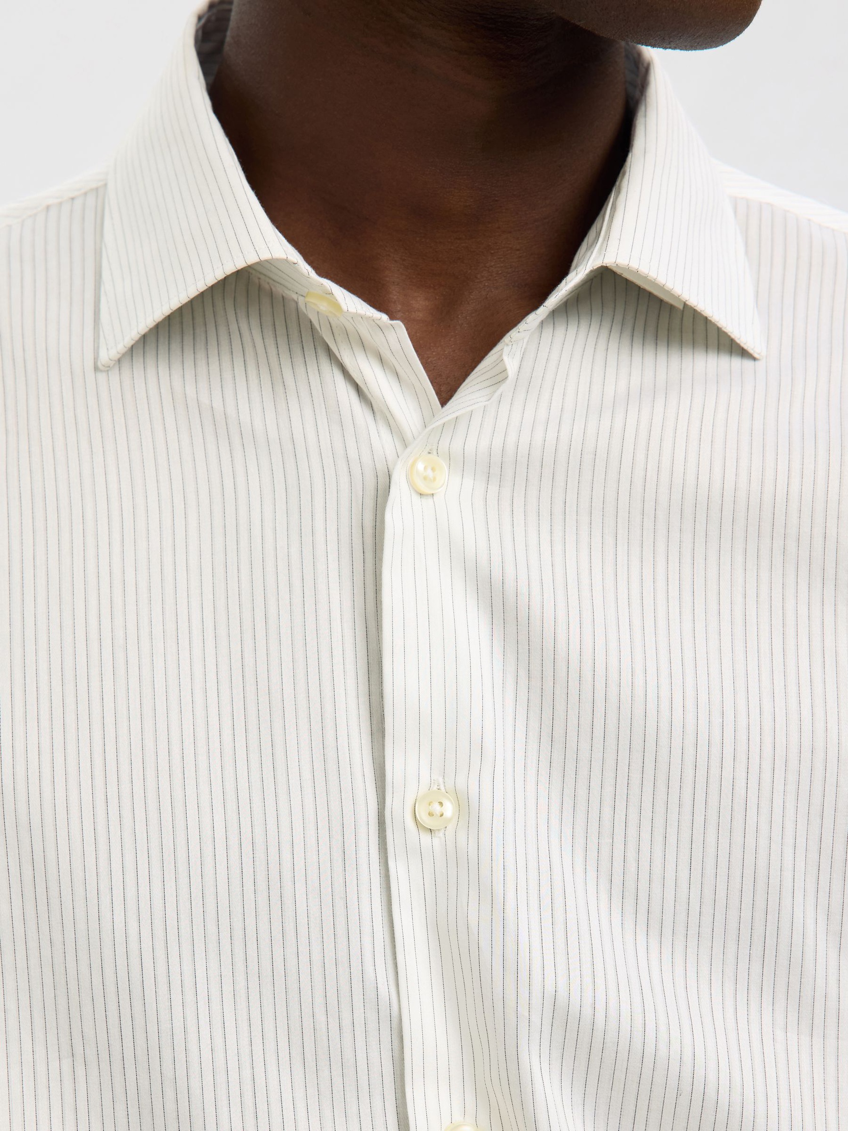 COTTON SLIM FIT SHIRT, White, highres