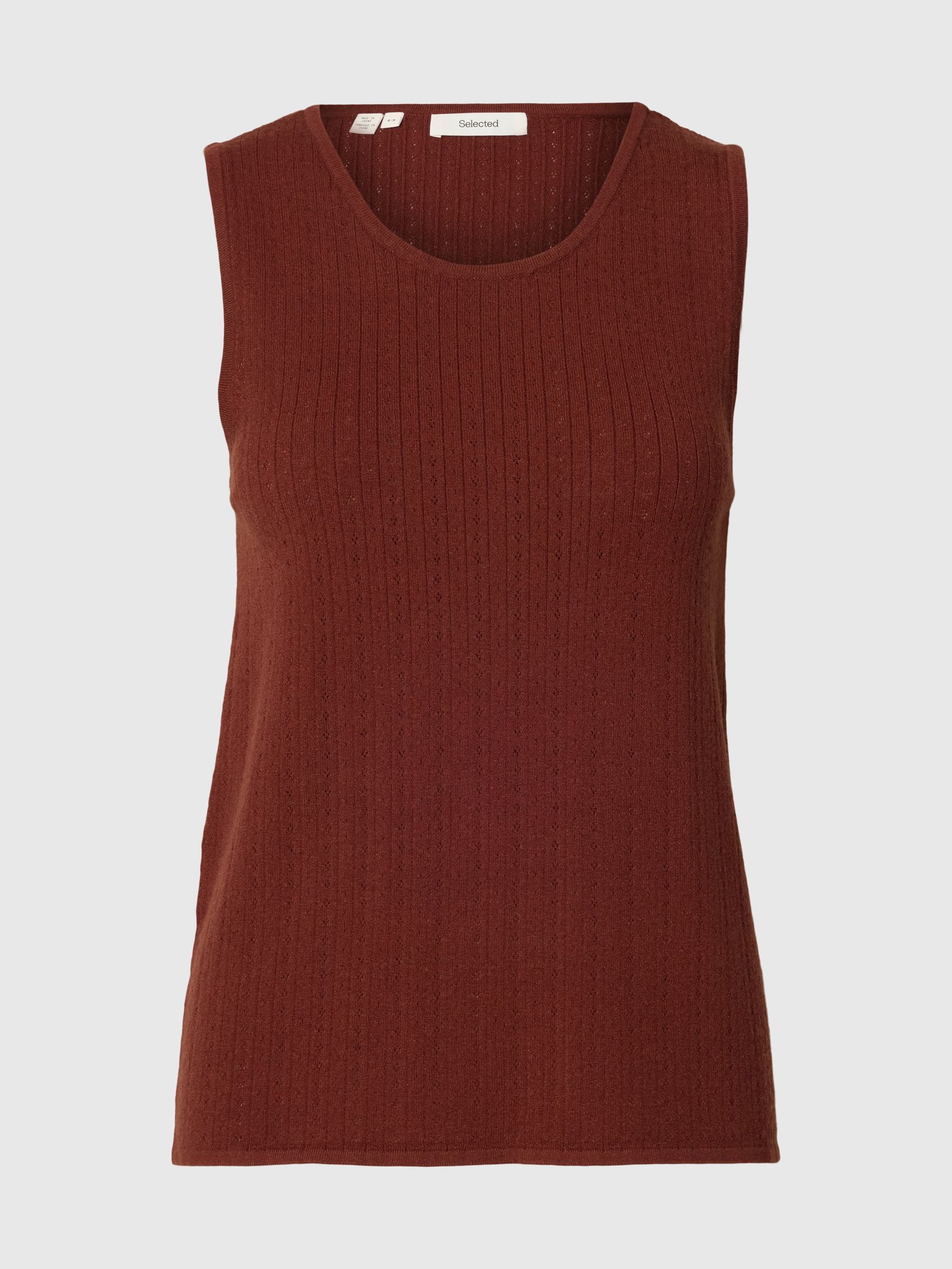 SLEEVELESS KNITTED TOP, Cherry Mahogany, highres