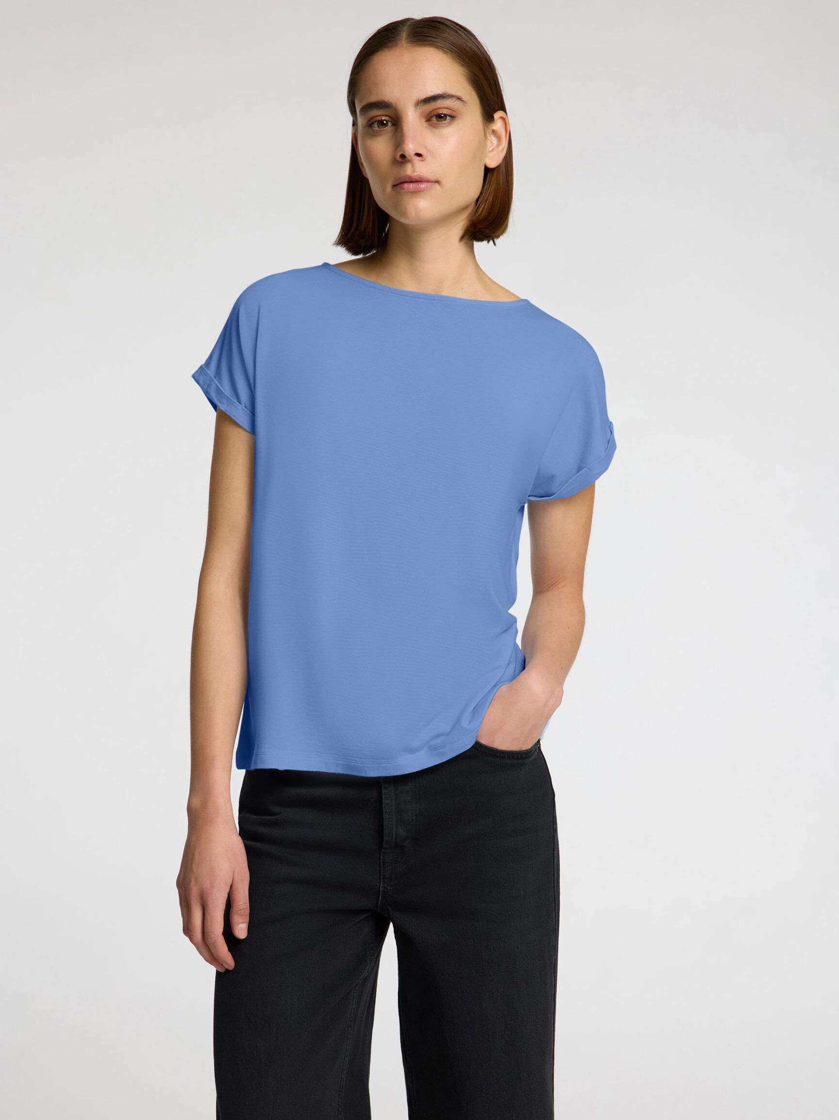 BOATNECK T-SHIRT, Cornflower Blue, highres