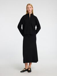 VISCOSE BLEND ZIP-FRONT CARDIGAN, Black, highres