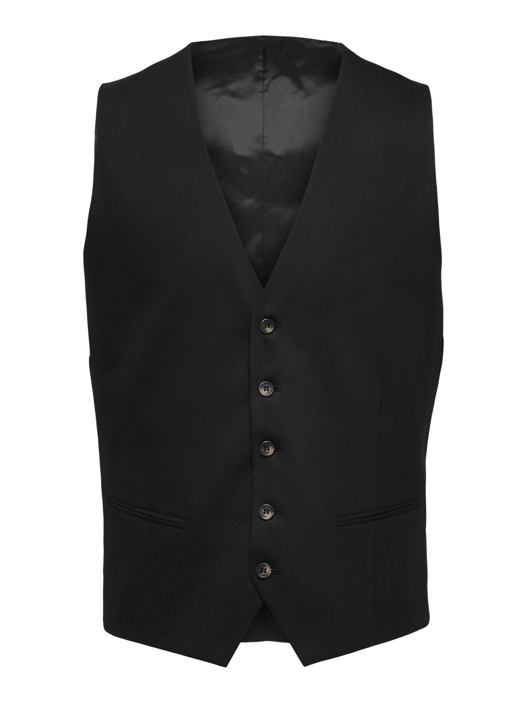 CLASSIC WOOL BLEND WAISTCOAT, Black, highres