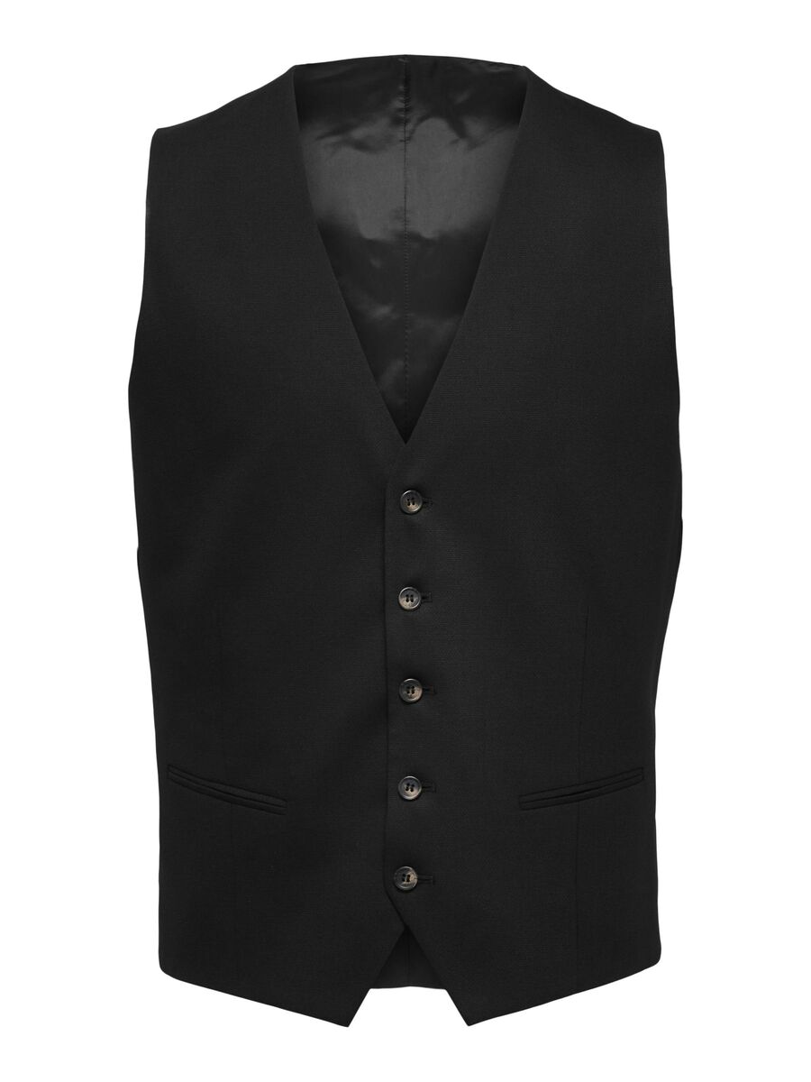 Selected CLASSIQUE EN LAINE MÉLANGÉE GILET, Black, highres - 16089407_Black_001.jpg