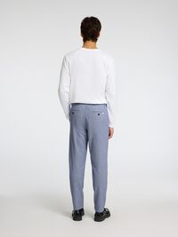 SLIM TAPERED LINEN BLEND TROUSERS, Cashmere Blue, highres