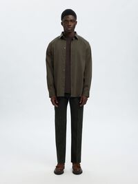 SLIM FIT STRETCH SHIRT, Forest Night, highres