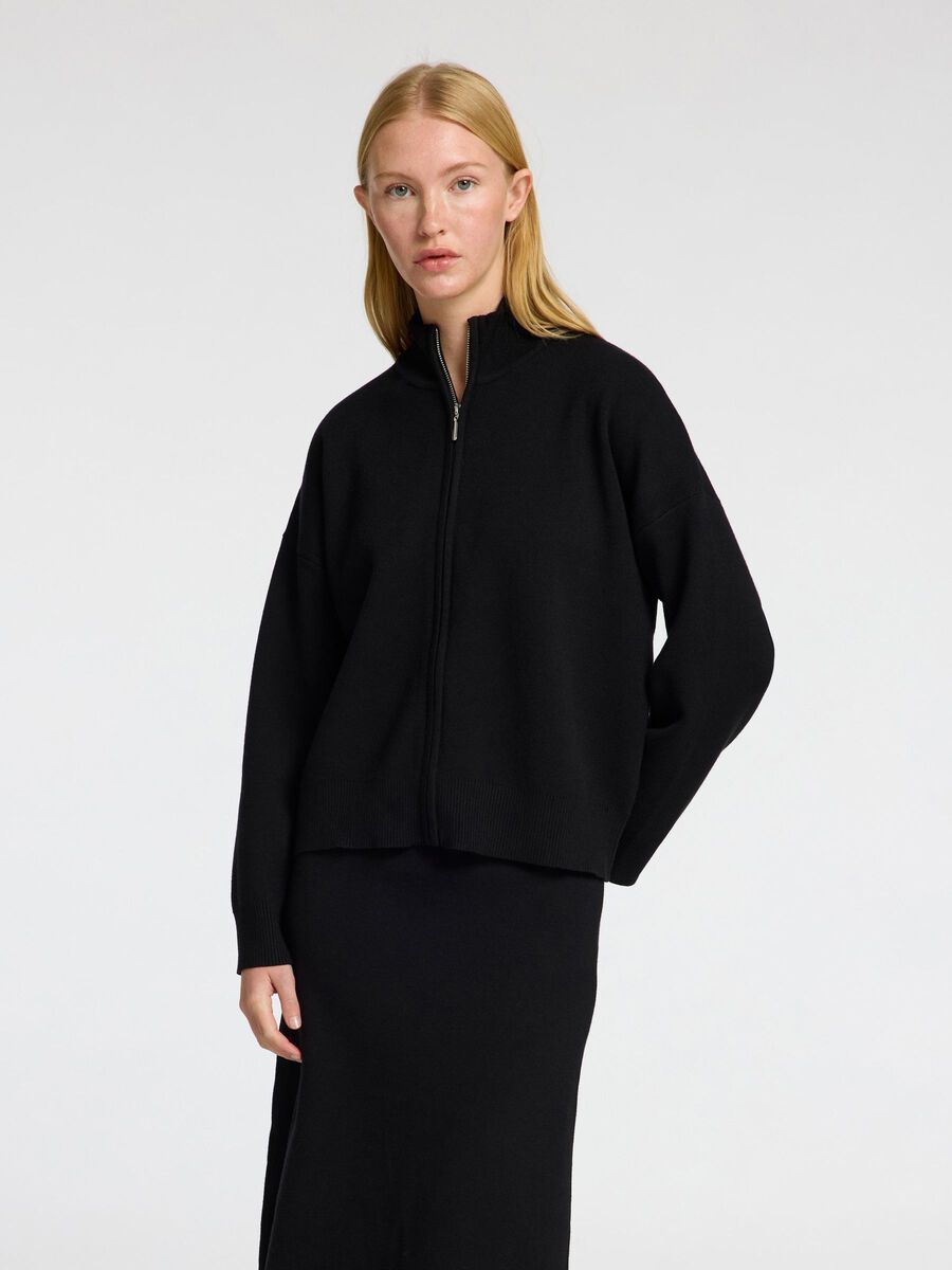 Selected VISKOSEBLANDING CARDIGAN MED LYNLÅS, Black, highres - 16096540_Black_003.jpg