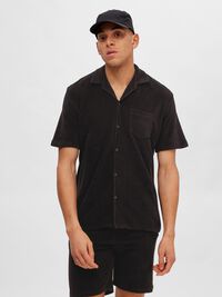 TERRY CLOTH SHIRT, Black, highres