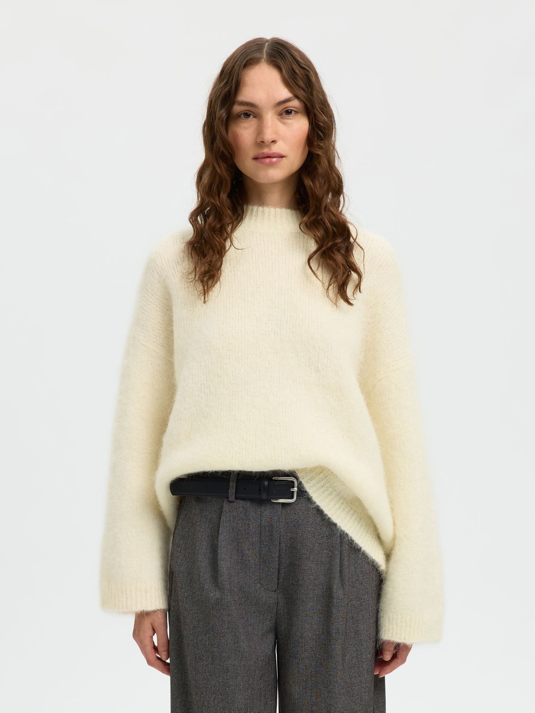 WOOL BLEND  PULLOVER, Birch, highres