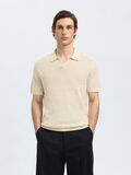 Selected CROCHET STYLE KNITTED POLO SHIRT, Egret, highres - 16097572_Egret_003.jpg