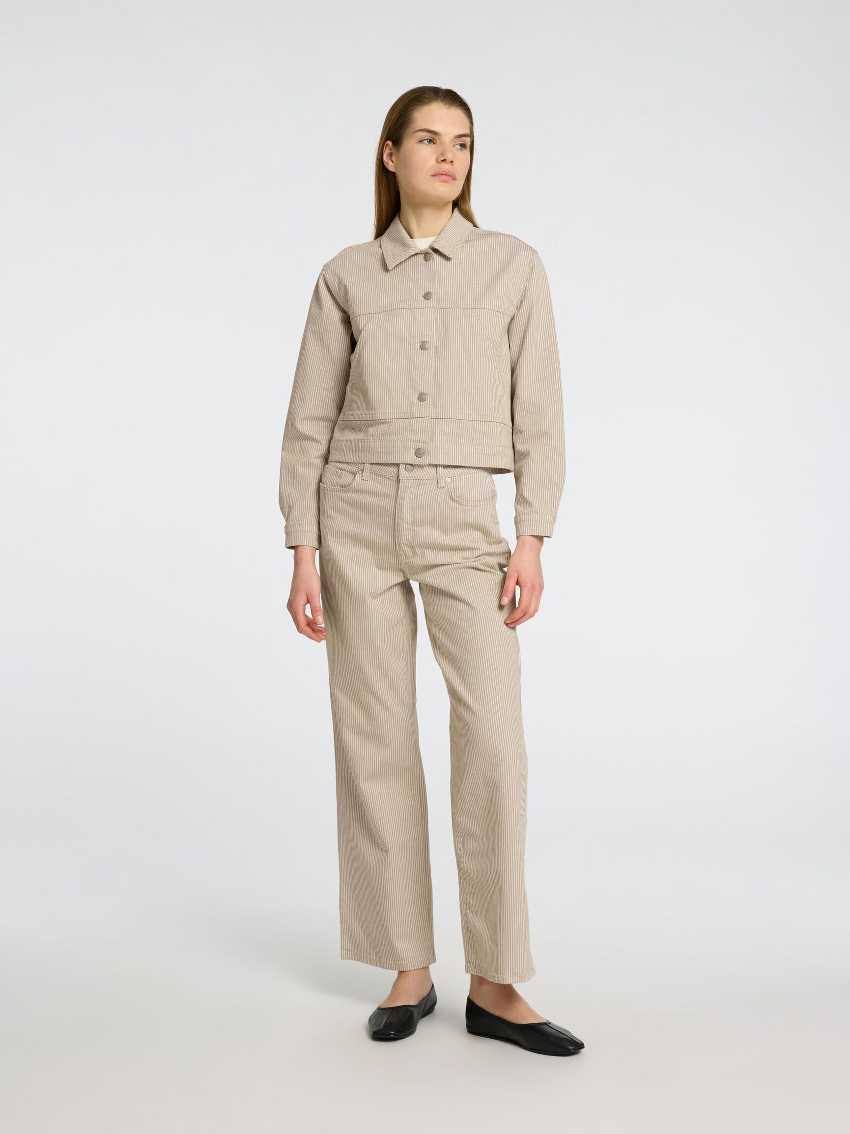 CINTURA ALTA JEANS ANCHOS, Beige, highres