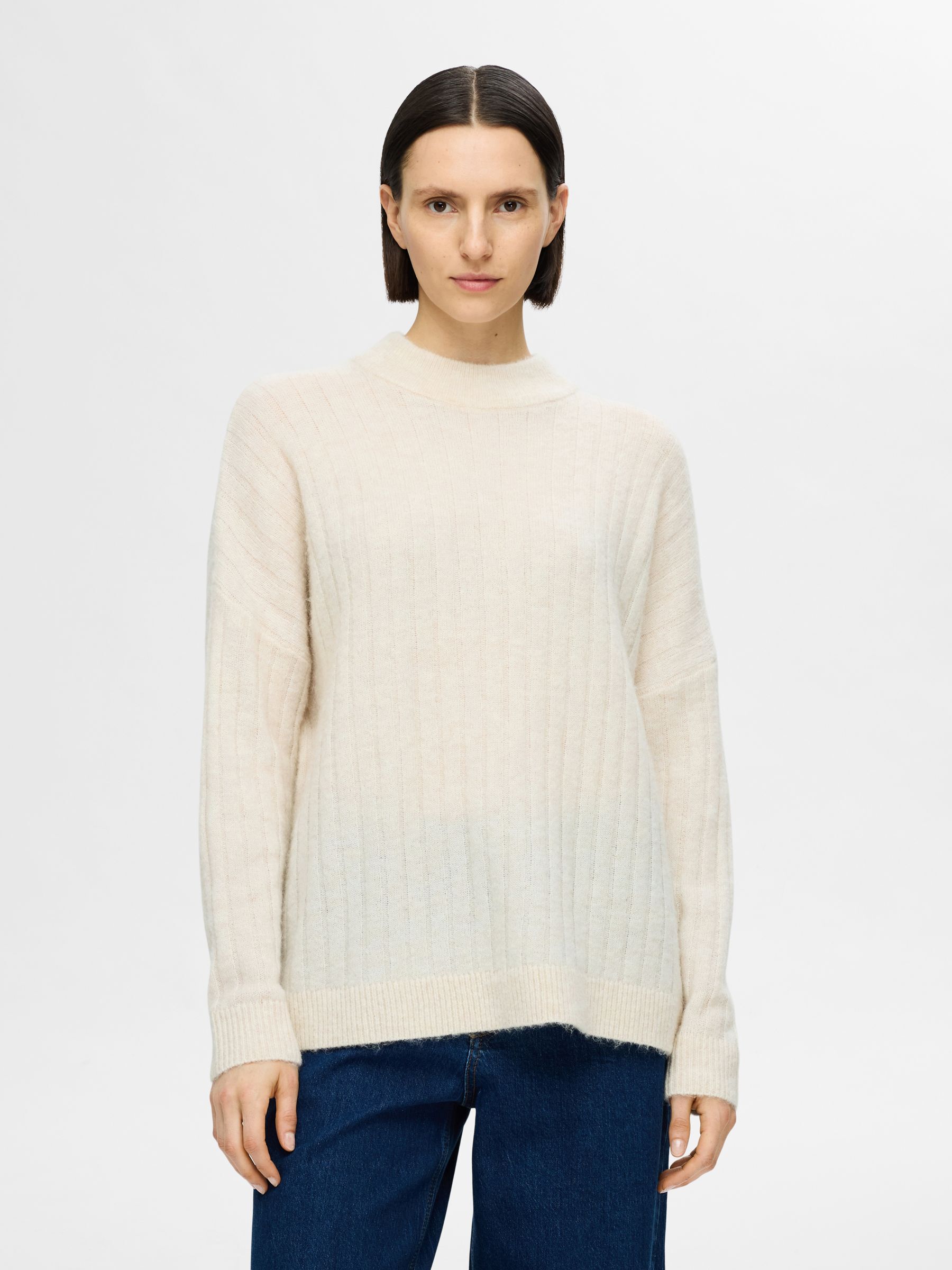 LOOSE FIT WOOL BLEND JUMPER, Birch, highres
