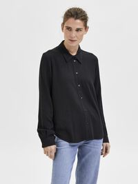 VISKOSEBLANDING SKJORTE, Black, highres