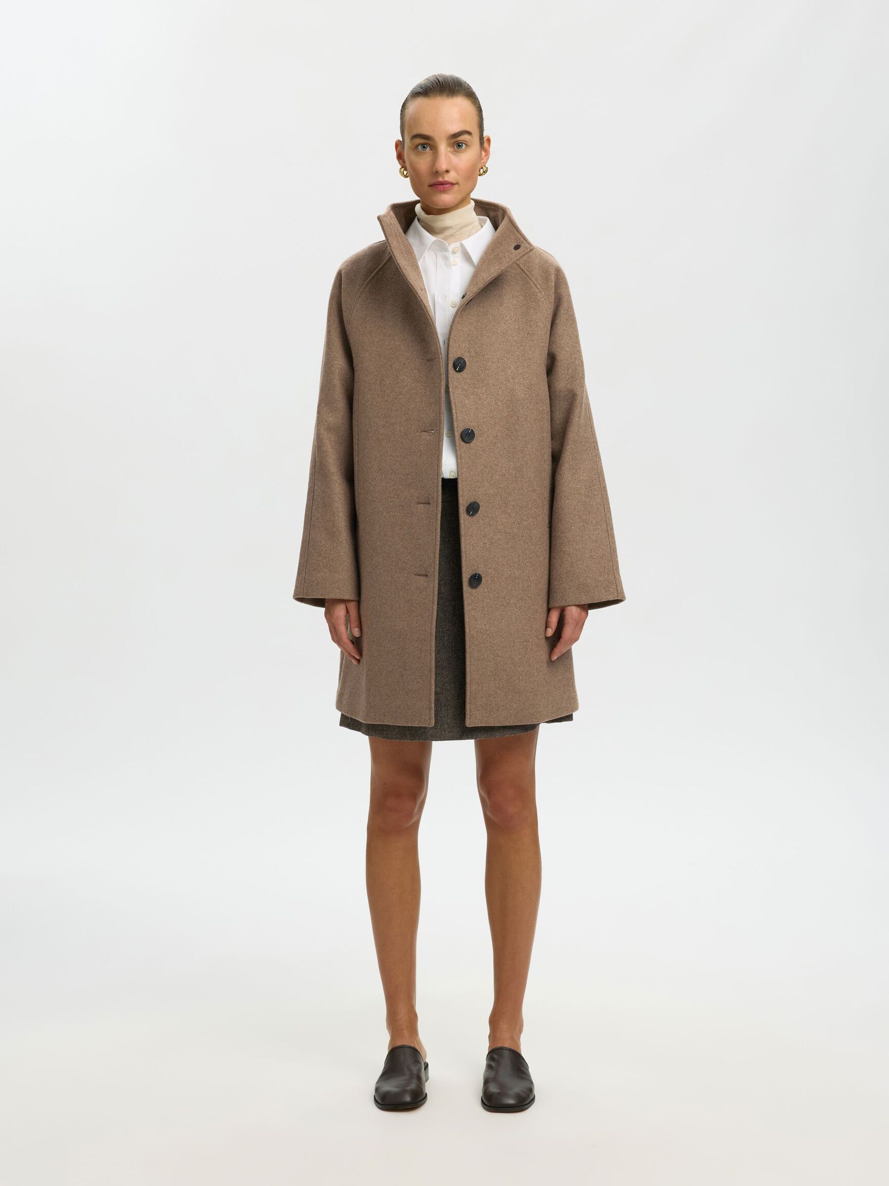 WOOL BLEND COAT, Fallen Rock, highres